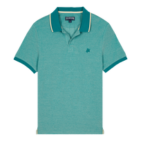 Men Cotton Changing Color Pique Polo Shirt Emerald 正面图