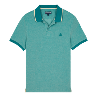 Men Cotton Changing Color Pique Polo Shirt Emerald 正面图