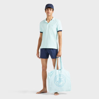 Kurze Solid Badeshorts für Herren Marineblau Details Ansicht 1