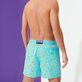 Men Classic Embroidered - Men Swim Trunks Embroidered Micro Ronde Des Tortues - Limited Edition, Lazulii blue back worn view