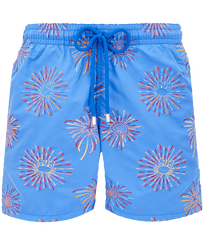 Men Swimwear Embroidered Fireworks - Limited Edition Sea blue front view
