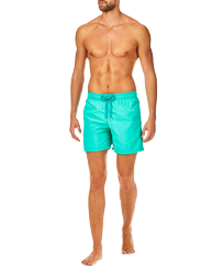 Men Swimwear Solid Grass green front worn view