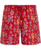 Men Swim Trunks Mosaïque Poppy red front view