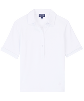 Women Terry Polo Solid Weiss Vorderansicht