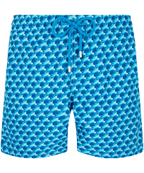 Men Swim Trunks Micro Waves Lazulii blue front view