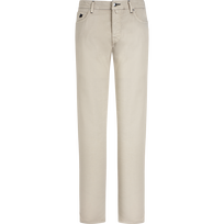 Pantalón en gabardina de algodón y lino de color liso con 5 bolsillos para hombre Hemp vista frontal
