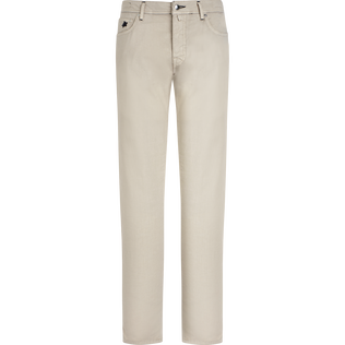 Pantalón en gabardina de algodón y lino de color liso con 5 bolsillos para hombre Hemp vista frontal
