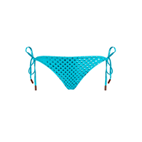 Women Side Tie Bikini Bottom Relief Sparkling Disco green 正面图