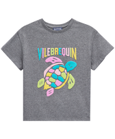 Buntes T-Shirt für Mädchen mit Schildkröten-Print Heather anthracite Vorderansicht