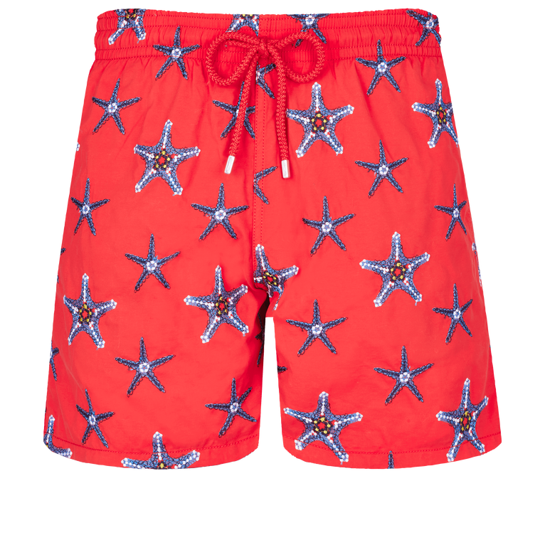 Men Swim Shorts Embroidered Starfish Dance - Swimming Trunk - Mistral - Red - Size XL - Vilebrequin