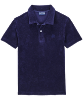 Boys Terry Polo Shirt Solid Navy front view