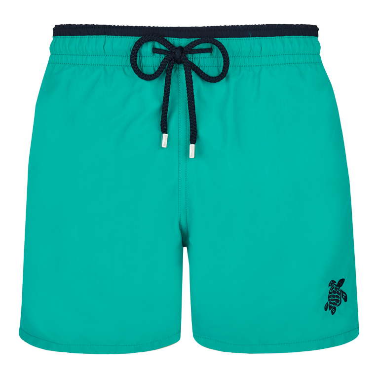 Pantaloncini Mare Uomo Tinta Unita Bicolore - Costume Da Bagno - Moka - Verde