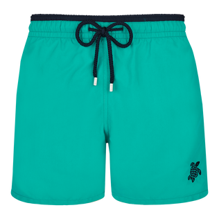 Zweifarbige Solid Bicolore Badeshorts für Herren Tropezian green Vorderansicht