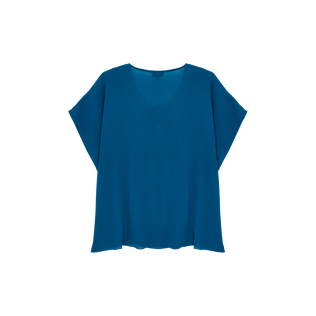 Camisa de viscosa de color liso para mujer Peacock vista trasera