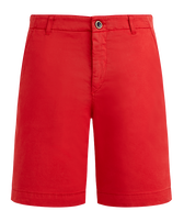 Men Tencel Satin Bermuda Shorts Solid Poppy red front view