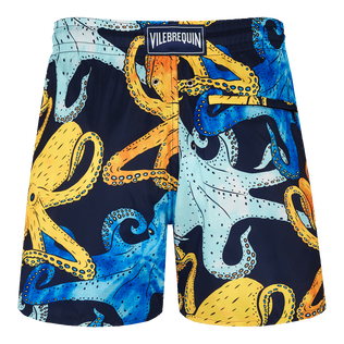 Pantaloncini mare uomo ultraleggeri e ripiegabili Poulpes Aquarelle Blu marine vista posteriore