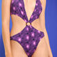 Women One piece Printed - Women Trikini One-piece Swimsuit Hypno Shell, Navy back worn view