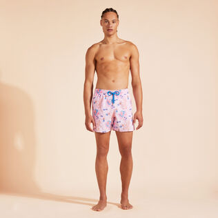 Men Swim Trunks Embroidered Medusa Flowers - Limited Edition Marshmallow front worn view