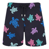 Men Swim Shorts Embroidered Tortue Multicolore - Limited Edition Schwarz Vorderansicht
