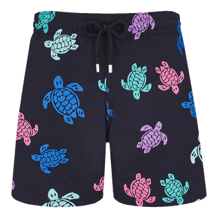 Men Swim Shorts Embroidered Tortue Multicolore - Limited Edition Nero vista frontale