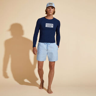 Men Long Sleeves Rashguard Solid - Vilebrequin x Highsnobiety Press blue details view 2