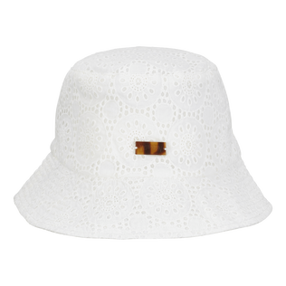 Unisex Cotton Bucket Hat Broderies Anglaises Off white back view