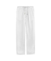 Men Linen Pants Solid White 正面图