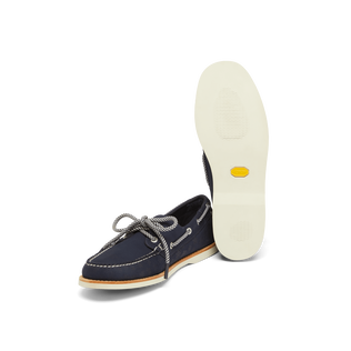 Men Leather Boat Shoe - VBQ x G.H.Bass Navy front worn view