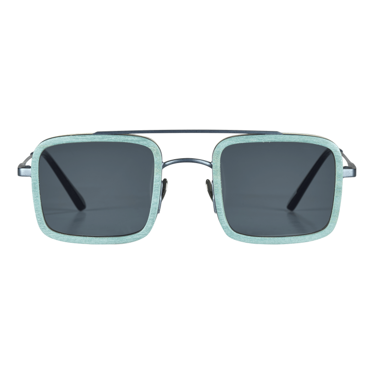 White Tulipwood Sonnenbrille Für Damen Und Herren - Vbq X Shelter - Valentin - Blau