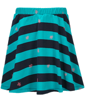 女童 Navy Stripes 棉质半身裙 Tropezian green 正面图