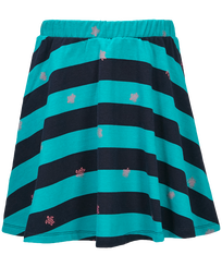 Girls Cotton Skirt Navy Stripes Tropezian green front view
