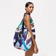 Bolsa de playa con estampado Envoûtement - Vilebrequin x Deux Femmes Noires Purple blue vista trasera desgastada