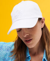 Unisex Cap Solid White women front worn view