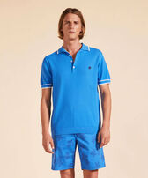 Men Organic Knit Cotton Polo Solid Earthenware front worn view