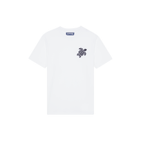 T-shirt uomo ricamata in cotone biologico Turtle Bianco vista frontale
