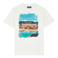 Camiseta de algodón con estampado Cannes para hombre Off white vista frontal