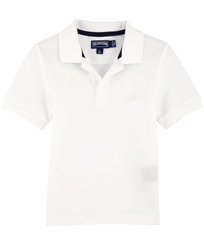 Boys Changing Cotton Pique Polo Shirt Solid White front view
