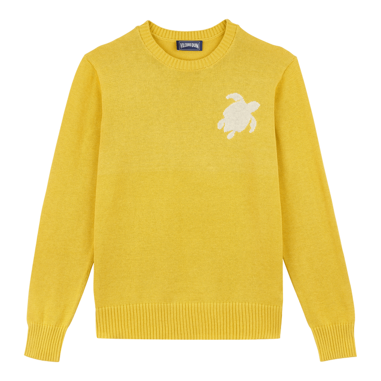 Men Cotton And Cashmere Crewneck Sweater Turtle - Pullover - Rayol - Yellow - Size XL - Vilebrequin