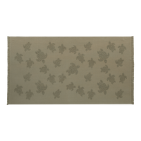 Toalla de playa en algodón orgánico Turtles Jacquard Olivier vista frontal