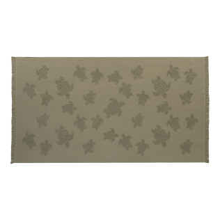 Toalla de playa en algodón orgánico Turtles Jacquard Olivier vista frontal