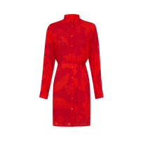 Vestido camisero de viscosa con estampado Flower Power para mujer Lipstick vista frontal