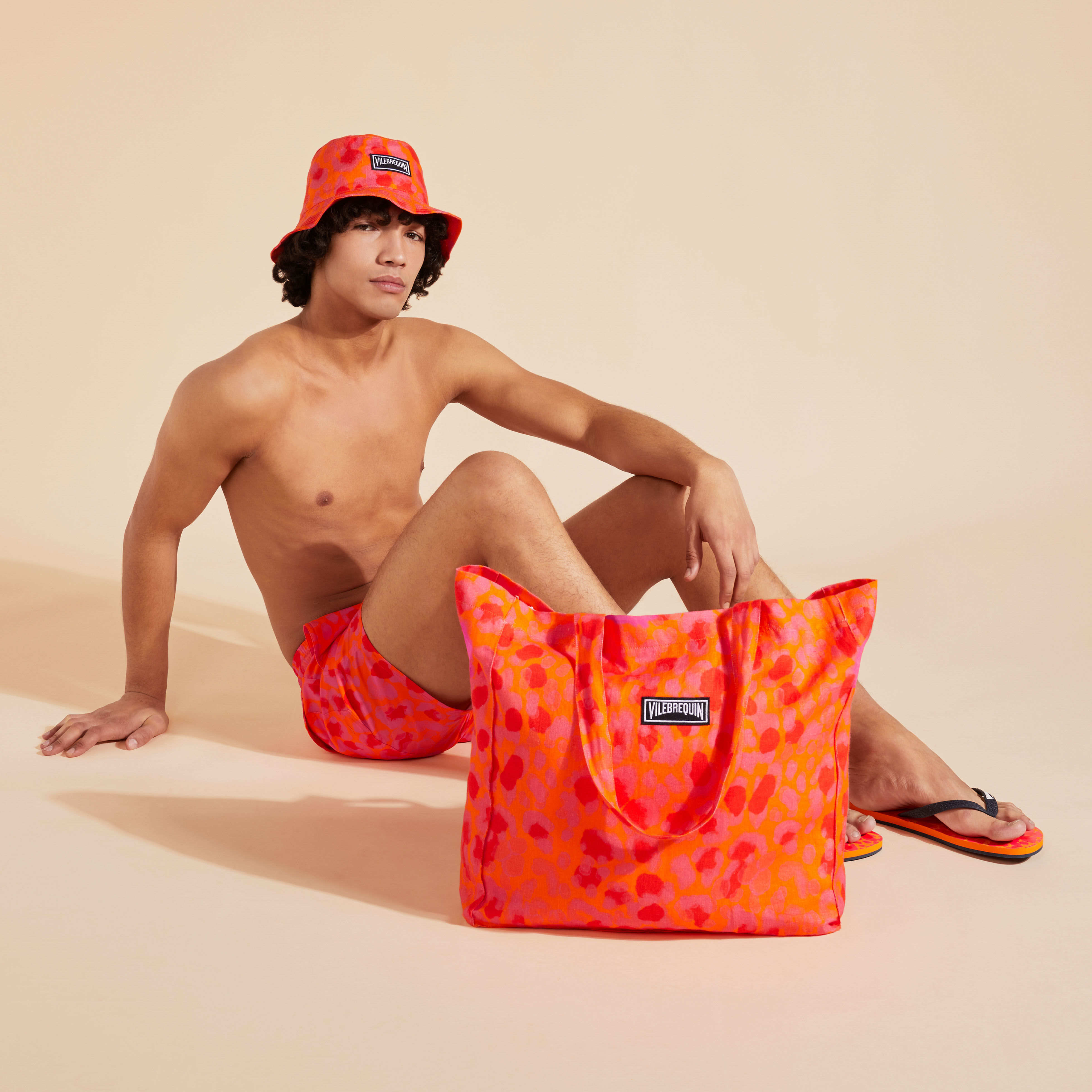 Unisex Linen Tote Bag New Leopard Vilebrequin