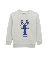 Kids Organic Cotton Crewneck Sweatshirt Stitched Lobster Heather grey front view