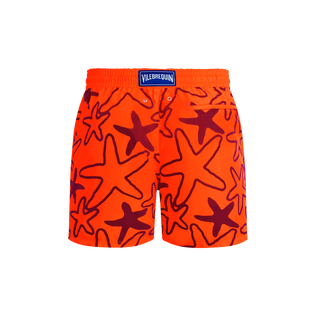 Men Ultra-light and packable Swim Shorts Flocked Starlettes Fluo fire back view