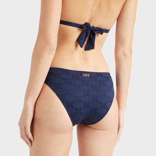 Women Midi Brief Bikini Bottom Turtle Monogram Jacquard Navy details view 2