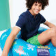 Inflatable Pool Ring Ronde des Tortues - VILEBREQUIN X SUNNYLIFE Lazulii blue front worn view
