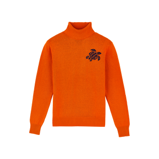 Pull col roulé en coton et cachemire homme uni Caramel vue de face