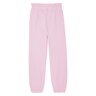 Pantalon jogging en coton fille logo imprimé Guimauve vue de dos