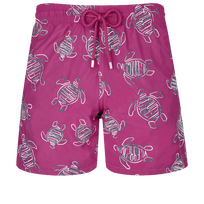 Men Swim Trunks Embroidered VBQ Turtles - Limited Edition Crimson purple front view