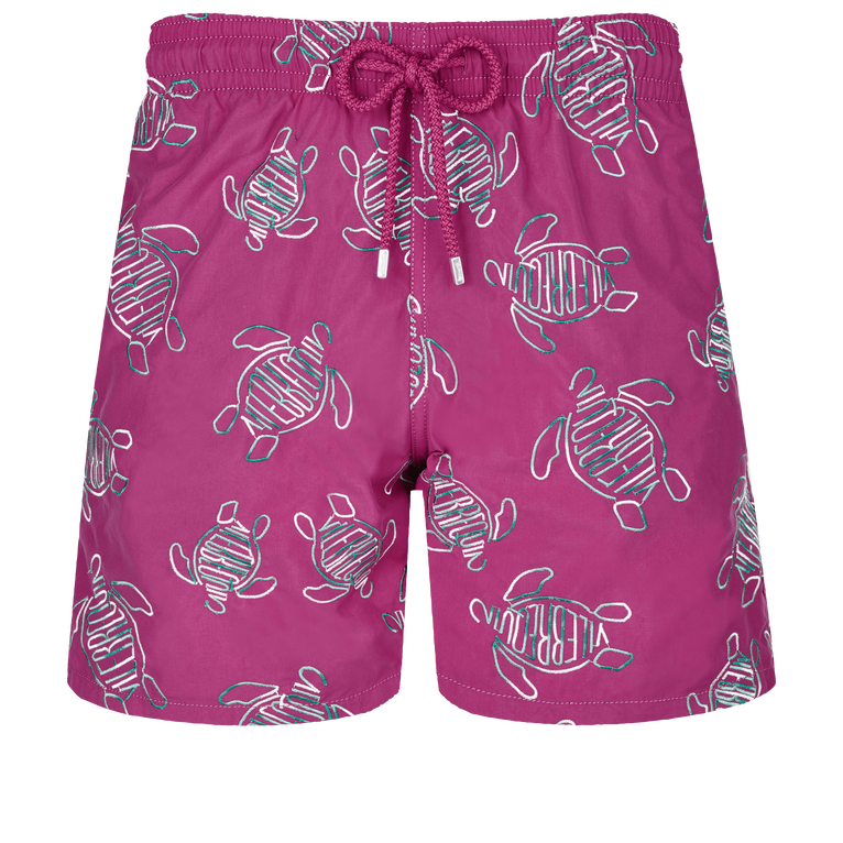 Pantaloncini Mare Uomo Ricamati Vbq Turtles - Edizione Limitata - Costume Da Bagno - Mistral - Rosso